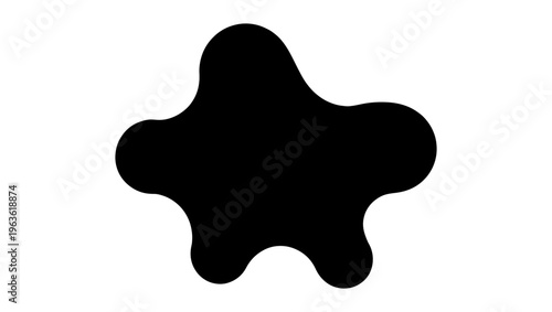 Abstract black liquid splash vector, organic amoeba shape silhouette, minimalist ink blot and fluid blob element for graphic design