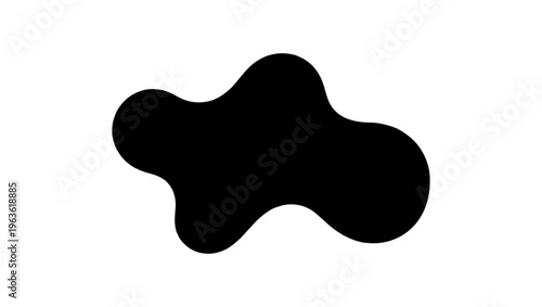 Organic liquid blob vector, black abstract fluid shape, minimalist amoeba silhouette, smooth curved splash element for modern graphic design