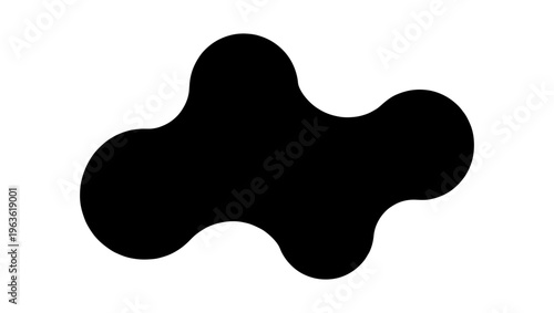 Organic liquid blob silhouette, abstract black fluid shape vector, minimalist amoeba splash element for modern graphic design and branding