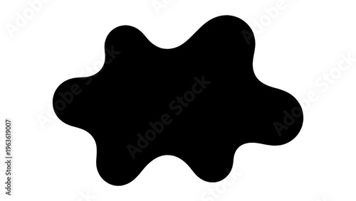 Minimalist black ink blot vector, organic abstract fluid shape silhouette, liquid splash element for graphic design and branding
