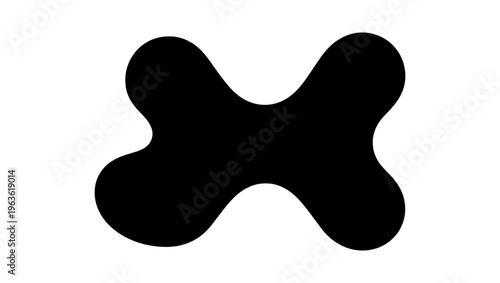 Minimalist organic blob shape, black abstract liquid silhouette, fluid amoeba vector element for modern graphic design and branding