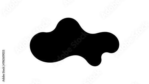 Organic liquid blob silhouette, abstract black fluid shape vector, minimalist amoeba ink splash, smooth curved pebble form for modern graphic design