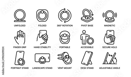 Versatile phone holder: unfolded, rotatable, magnetic grip for secure stand