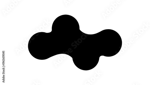 Minimalist organic blob vector, black liquid metaball shape on white background, abstract fluid silhouette for modern logo design and branding