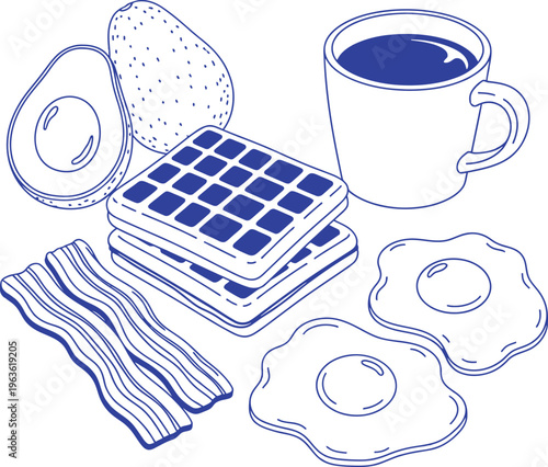 Still life with avocado toast and coffee