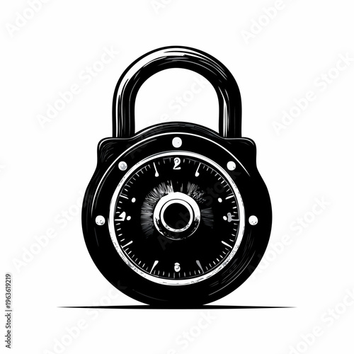 Combination Lock with Dial and Numbers.