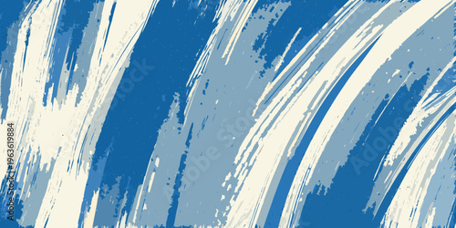 Abstract background with bold blue and white brushstroke patterns