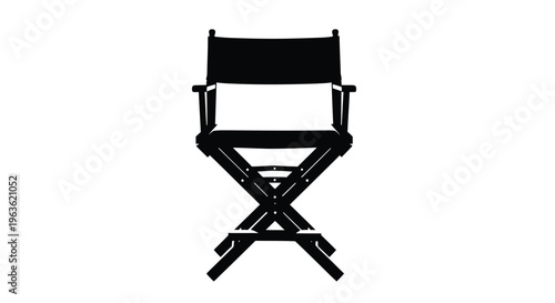 A black director s chair against a white background silhouette