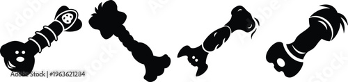 dog chew toy bones set flat design vector illustration