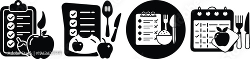 dining essentials icon pack flat design vector illustration set
