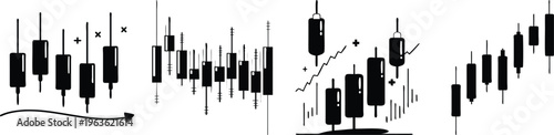 financial stock market candlestick chart growth and decline flat design vector illustration