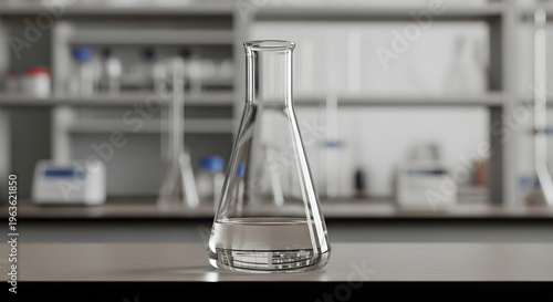 Erlenmeyer flask in laboratory setting