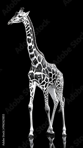 Wildlife giraffe portrait with long neck and scenic outdoor environment high resolution picture