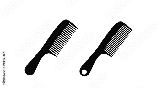 Two black combs displayed against a white background a striking silhouette