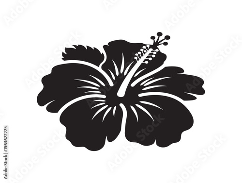 Eye catching hibiscus tropical badge silhouette for summer and travel themes