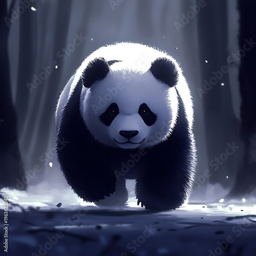 Wildlife panda portrait with natural background and sharp detailed fur high resolution picture