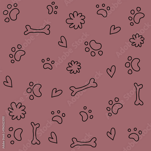 Seamless paw and bone pattern cute pet design Vector Image
