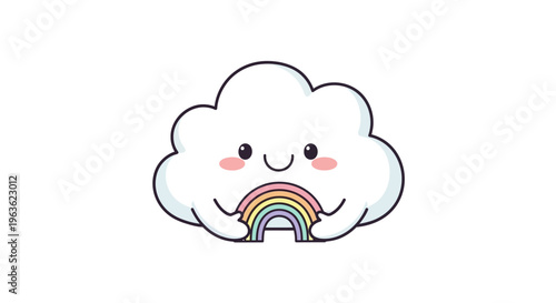 Smiling Cloud with Rainbow Face.