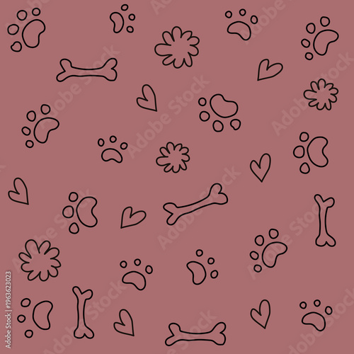 Seamless paw and bone pattern cute pet design Vector Image