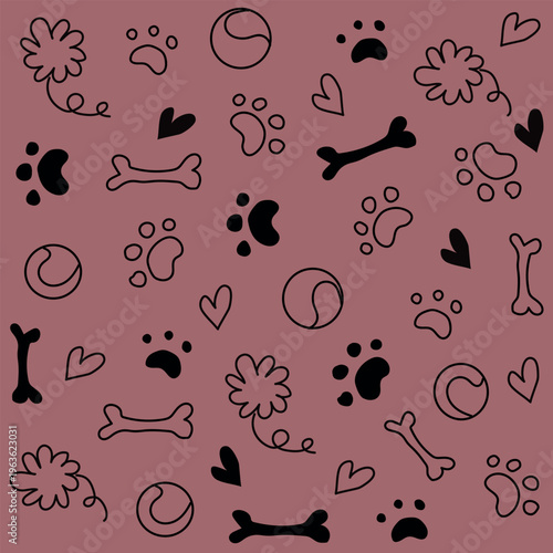 Seamless paw print pattern cute pet design Vector Image