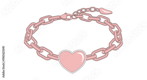 Pink heart shaped metal bracelet.