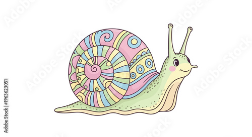 Colorful Snail Shell Detailed Illustration.