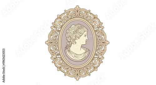 Intricate gold brooch with portrait.