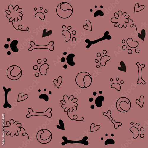 Seamless paw and bone pattern cute pet design Vector Image