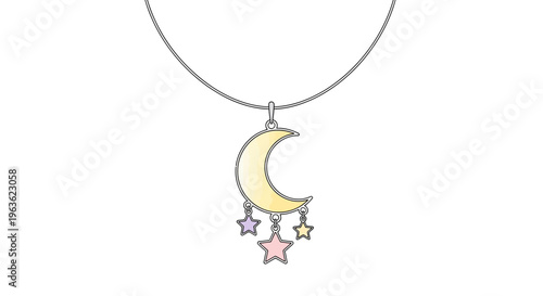 Crescent Moon Star Necklace Pendant Jewelry.