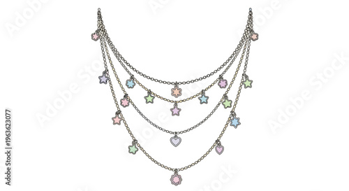 Elegant Multi Strand Crystal Jewelry Necklace.