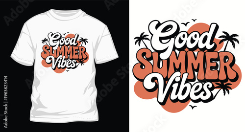 Good summer vibes t shirt design with palm trees