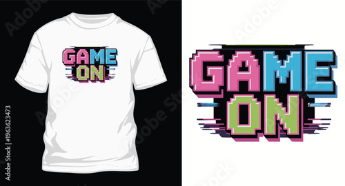 A white t-shirt with a game on logo on the chest