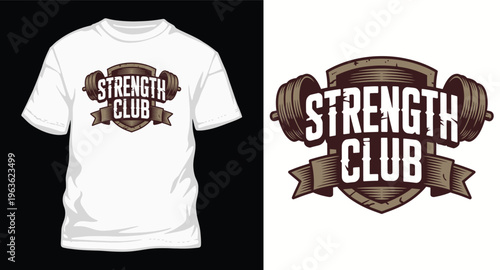 Strength club logo and t shirt design