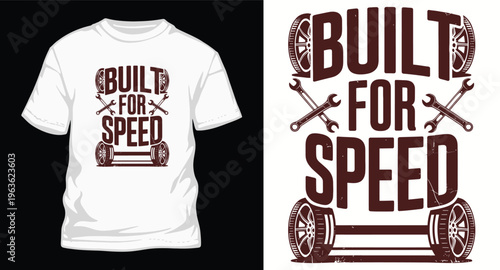 Built for speed t shirt design with car and gym elements