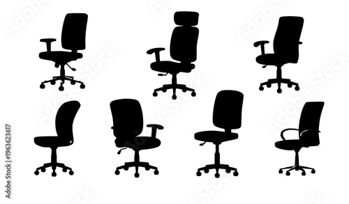 Office chair cartoon icons workplace furniture vector set