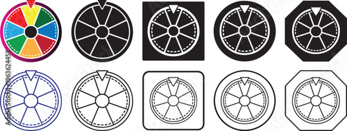 Modern color and black fortune wheel icon.