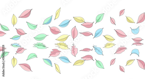 Colorful Leaves Falling Downwards Slowly.