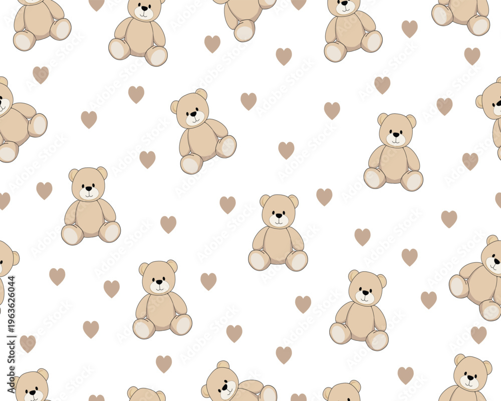 Fototapeta premium repeating teddy bear set design creative hand drawn decorative
