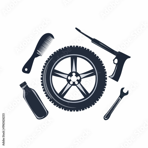 Tire with Tools for Maintenance and Repair.
