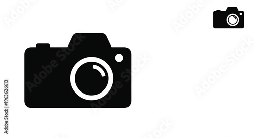 Simple black camera graphic with a distinct silhouette