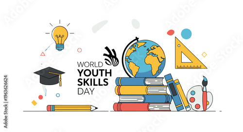 World Youth Skills Day educational illustration.