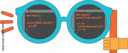 Creative programmer with coding glasses for software development