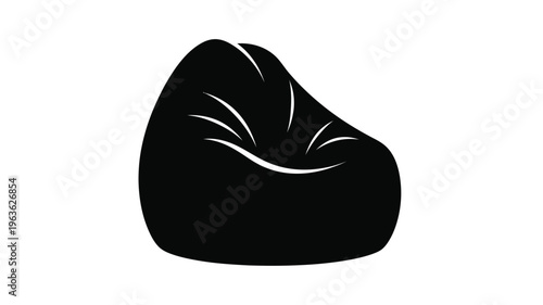 A black beanbag chair illustration simple and modern silhouette