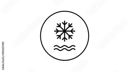 Freezing Point Icon: Snowflake and Wavy Lines Symbol for Cold Temperature, Refrigeration, and Cryogenic Concepts