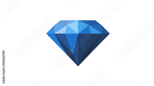 Stylized Blue Diamond Gemstone Icon on White Background. Geometric Precious Jewel Symbol for Luxury, Wealth, and Value.