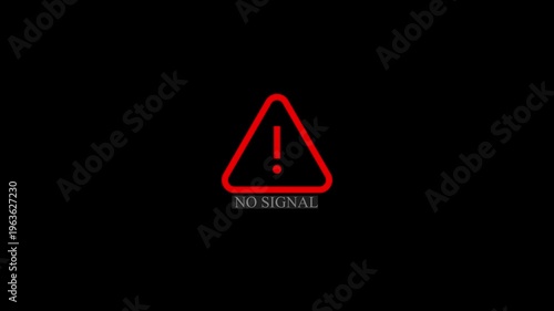Connectivity no signal red colored icon inside video animation failed in monitors and transparent background. Digital disconnection communication modern technology design on a black background