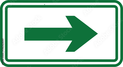 Green directional arrow sign indicating right turn or direction