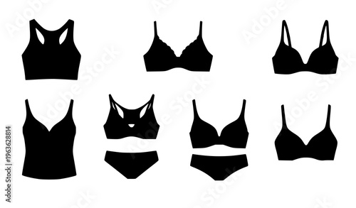 Bra underwear cartoon lingerie fashion vector illustration set