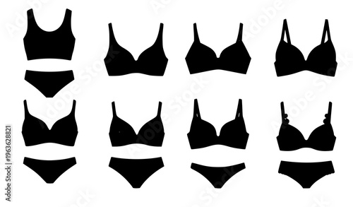 Women lingerie bra cartoon fashion clothing vector set