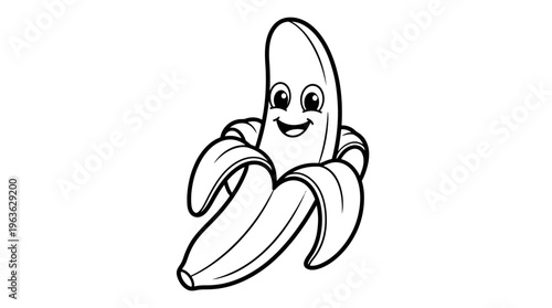 Smiling Cartoon Banana Fruit Character.